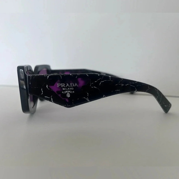 Prada Geometric Black Frame Violet Lens Women’s Sunglasses - Picture 3 of 8